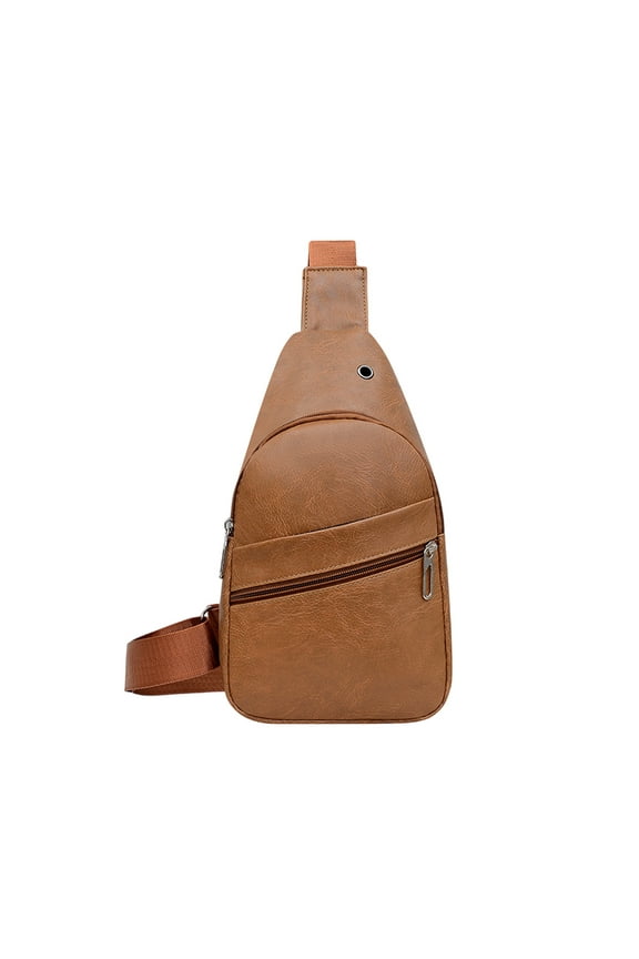 Crossbody Sling Bag for Men Women Chest Bags Shoulder Pouch with Earphone Hole Backpack Purse (Khaki)