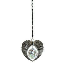 SLYNSHome Crystal Angel Wing Pendant,Suncatcher Angel with Wing Crystal Hangings Suncatcher Ornament for Home Car Window Decoration as Gift to Mom or Friend