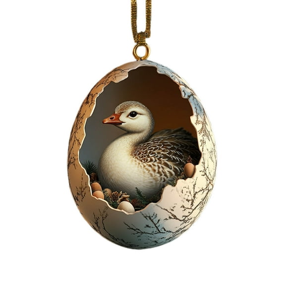 SLYNSHome Cute Christmas Tree Duck Ornament - 3.1 inch - Xmas Animals in Eggs Hanging Pendant Acrylic Decoration for Trees Car Backbag Wreath