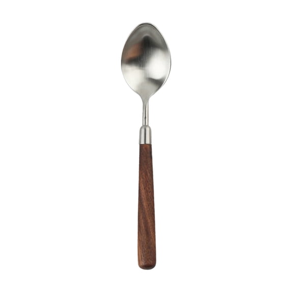 SLYNSHome Dinner Spoon - Stainless Steel - 7.8 inch - Teaspoon with Wooden Handle Silverware Flatware for Home,Kitchen,Restaurant