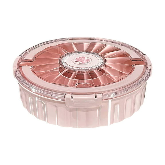 STPToys Divided Snacks Box Food Serving Tray with Handle & Lids Food Storage Containers for Travel Camping Snack Candy Nuts Spice - Pink