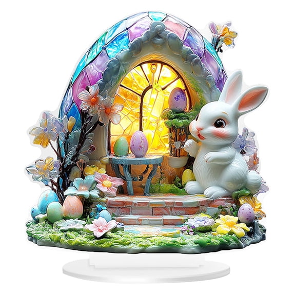 SLYNSHome Easter Bunny Gifts Decoration Cute Rabbit Statues Figurines Ornament for Spring Home Party Table/Desk Top Housewarming Decor