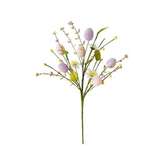 SLYNSHome Easter Eggs Flowers Decoration Artificial Floral Bouquet Stems Fake Easter Egg Twig for Spring Home Arrangement