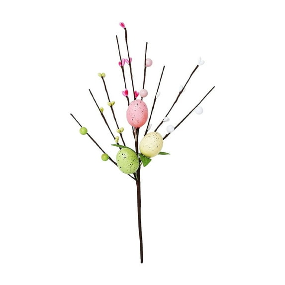 SLYNSHome Easter Eggs Flowers Decoration Artificial Floral Bouquet Stems Fake Easter Egg Twig for Spring Home Arrangement
