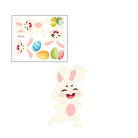 SLYNSHome Easter Luminous Sticker Wall Decoration,Cute Bunny Eggs Wall Paper Rabbit Sticker Glow in Dark Decals for Spring Home Office School Party Door Window Decoration
