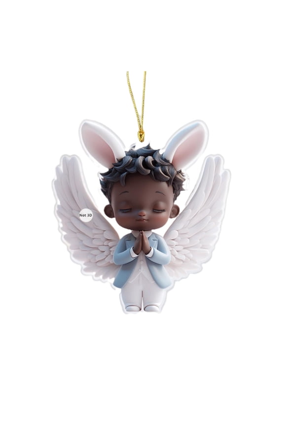Easter Ornament Angel Bunny Ear Decoration Cute Kids Statue Hanging Pendant for Home Car Spring Fairy Garden Keychain Backpack