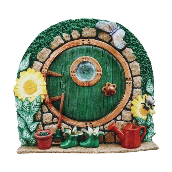 SLYNSHome Fairy Door for Tree,Artificial Wood Door Sculpture Gnome Home Ornaments Decoration for Kids Room,Garden,Wall,Trees Outdoor,Miniature Fairy Garden Outdoor Decor Accessories