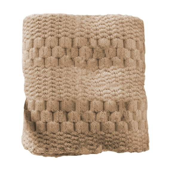 SLYNSHome Fleece Throw Blanket for Couch Bed Cozy Soft Lightweight Fuzzy Flannel Blanket Suitable for All Seasons Decorative - 27x39 inch - Khaki