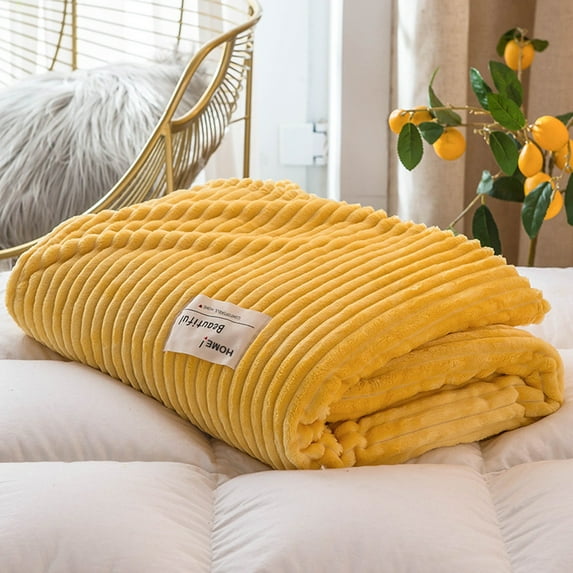 SLYNSHome Fleece Throw Blanket for Sofa Couch 27x39 inch Lightweight Breathable Queen Size Blankets for Home Office Dorm All Season - Yellow