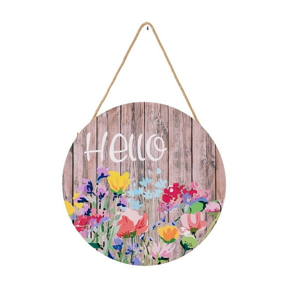 SLYNSHome Flower Welcome Plaque for Front Door Decor,Wooden Hanging Hello with Flower Sign Wall Mount Decorations for Restaurant Living Room Wall Farmhouse Spring Summer Decor