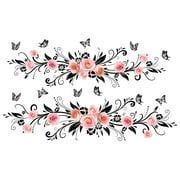 SLYNSHome Clearance Flowers Wall Decals Peel and Stick Set,Double Side Flowers and Butterfly Wall Stickers Removable Floral Wall Murals Ornament for Bedroom Livingroom Bathroom