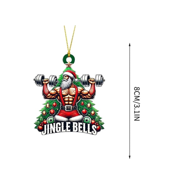 SLYNSHome Funny Christmas Trees Santa Claus Hanging Pendant Decoration - 3.1 inch - Xmas Fitness Muscle Santa Ornament for Home Tree Car Backbag