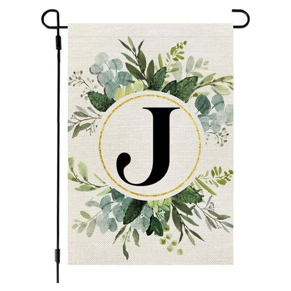 SLYNSHome Garden Flags for Outside,Monogram Letter Floral House Flag,For Decoration House Yard Patio Outdoor Garden Banner
