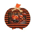 thumbnail image 1 of SLYNSHome Halloween Photo Frame Decoration,7.9x7.6Inch Wooden Photo Frames for Tabletop Display,Ideal Gift to Hallowmas Family and Friends Halloween Home Decoration（Grid Pattern ）, 1 of 7