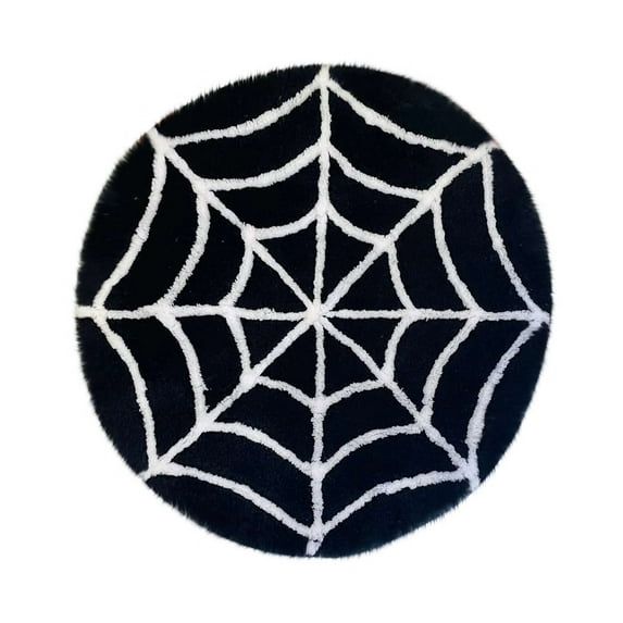 SLYNSHome Clearance Halloween Plush Mat,Spider Web Shape Non-Slip Rug Soft Floor Carpet for Front Door Livingroom Home Add Festive Atmosphere Hallowmas Home Decoration Supplies(15.7x15.7 Inch)