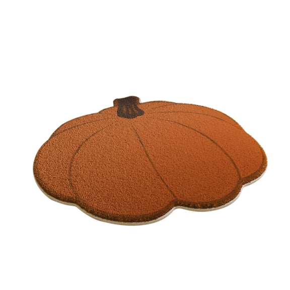SLYNSHome Halloween Plush Rug for Decoration,Pumpkin Shape Non-Slip Mat Fall Carpet for Front Door Livingroom Home Add Festive Atmosphere Hallowmas Home Decor Supplies(23.6x23.6 Inch)