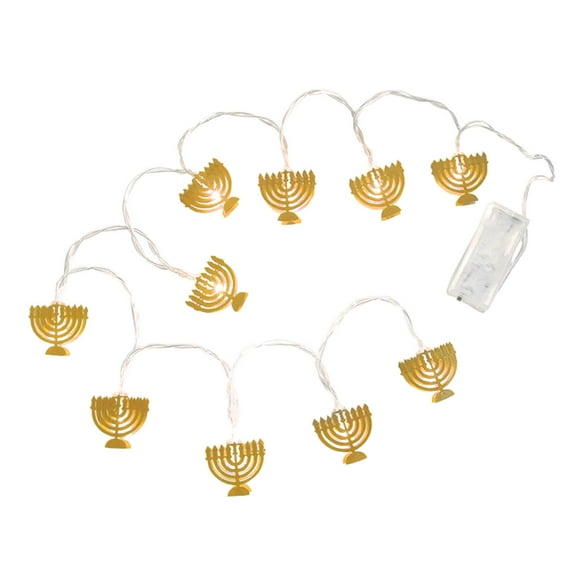 SLYNSHome Hanukkah Nine Candlestick LED String Candlelight Festival Decorative Lantern Battery