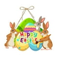 thumbnail image 1 of SLYNSHome Happy Easter Rabbit Decoration Sign,Cute Bunny & Eggs Hanging Ornament Welcome Pendant Wreath for Spring Home Door Wall Party, 1 of 7