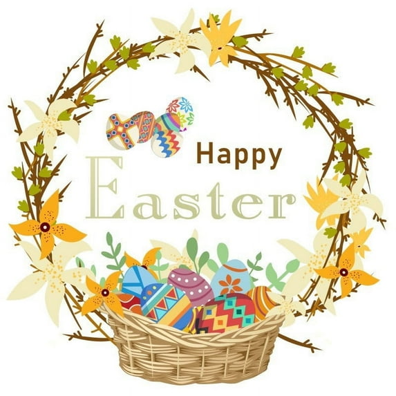 SLYNSHome Happy Easter Wall Stickers Eggs & Wreath Wall Decals Peel and Stick Easter Windows Clings for Home Party Door Spring Summer Decoration