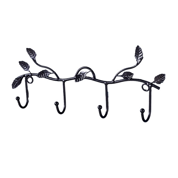 STPToys Key Holder for Wall,Key Hooks with 4 Hooks Metal Towel Rack Coat Hanger for Bathroom Kitchen Entryway Storage & Organization - Black