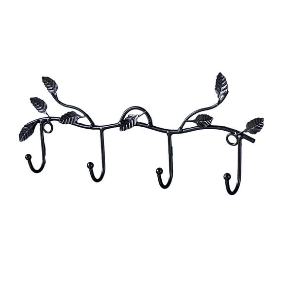 STPToys Key Holder for Wall,Key Hooks with 4 Hooks Metal Towel Rack Coat Hanger for Bathroom Kitchen Entryway Storage & Organization - Black