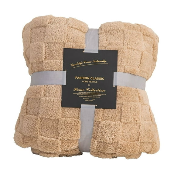 SLYNSHome Khaki Fleece Blanket for Couch - Checkered Throw Blankets for Women Cute Soft Cozy Throw Blanket for All Seasons,27x39 inches