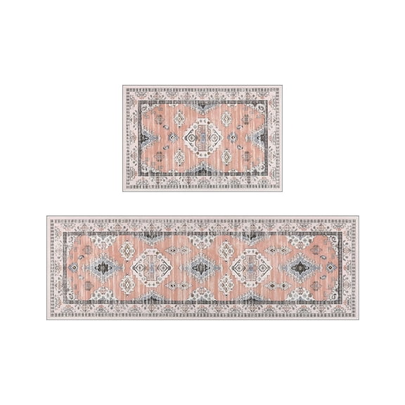 SLYNSHome Kitchen Mat Set of 2 Non Slip Floor Mats & Runner Rug 15.7x23.6 inch/15.7x47.2 inch (Orange)