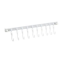 SLYNSHome Kitchen Sliding Hooks, Multifunctional Wall Mounted Kitchen Rail,Utensil Holder and Pot Lid Rack for Kitchen Tools,Towel,Pot Pan,Loofah,Spoon,Polished Finish,10 Hooks