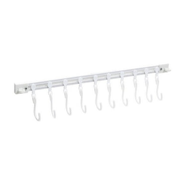 SLYNSHome Kitchen Sliding Hooks, Multifunctional Wall Mounted Kitchen Rail,Utensil Holder and Pot Lid Rack for Kitchen Tools,Towel,Pot Pan,Loofah,Spoon,Polished Finish,10 Hooks