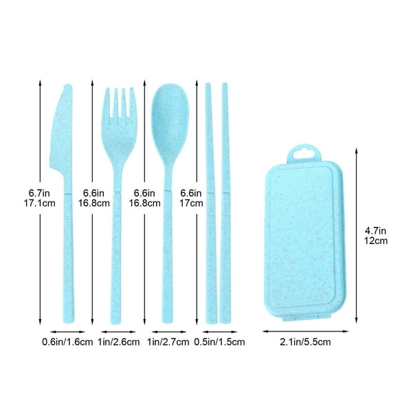 SLYNSHome Kitchen Supplies Portable Silverware Set with Case Cutlery Sets for Lunch Camping Picnic Workplace Travel Kitchen Gadgets Essentials - Green