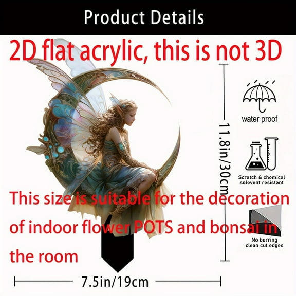 SLYNSHome Lawn Outdoor Decoration Yard Moon Butterfly Angel Statue with Stakes Garden Ground Insert Signs Dinosaur for Home Patio