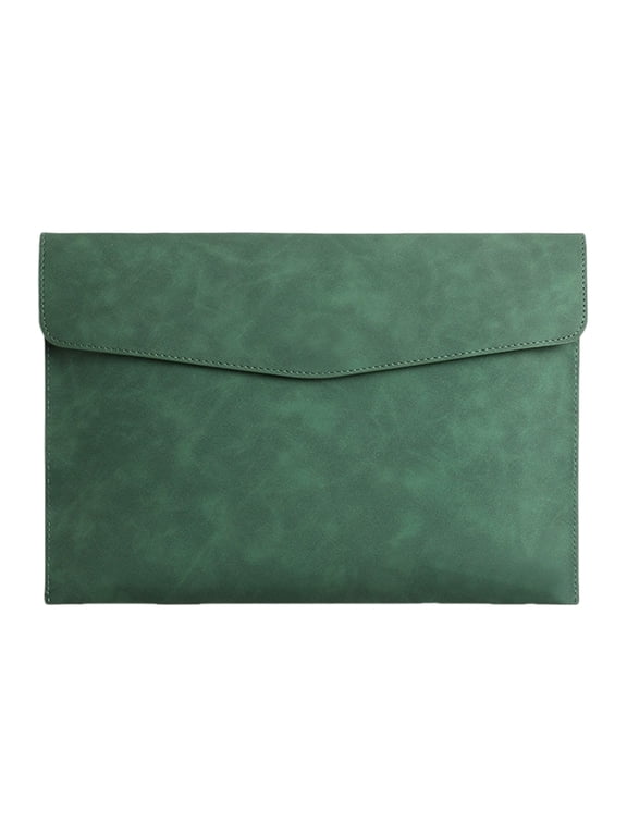 SLYNSHome Leather A4 File Folder,Document Holder Waterproof Portfolio Envelope Folder Case with Magnetic Snap Closure - Green