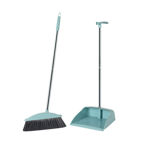 SLYNSHome Long Handle Brooms And Dustpan Squeegee Set For Office Home School Hotel Bar Kitchen Lobby Floor