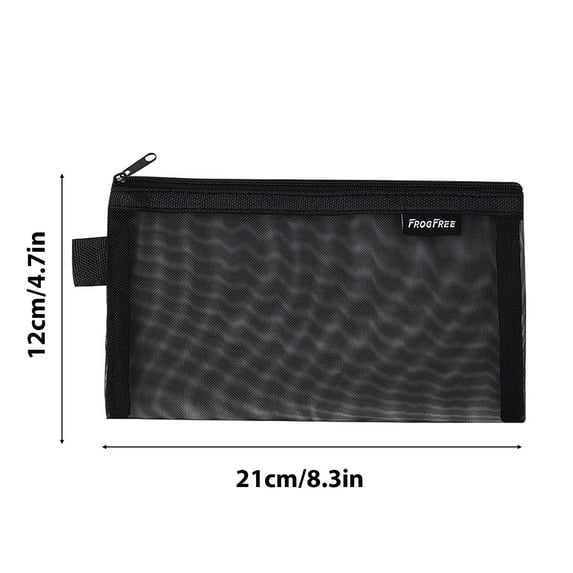 SLYNSHome Mesh Pencil Case Zipper Pouch Bulk for Classroom Pencil Bags Pen Holder Transparent Mesh Toiletry Bag Pencil Boxes for Office Bookstore Bookshop (Black)