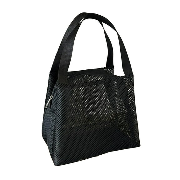 SLYNSHome Mesh Shower Caddy,Toiletry Tote Bag Portable Casual Tote Bag Handbag for Beach Picnic Gym Vacation - Black