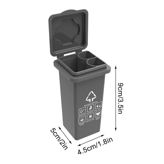 STPToys Mini Garbage Trash Holder for Desk,Tiny Trash Can Recycle Bin Storage Box Table Top Storage & Organization - Gray