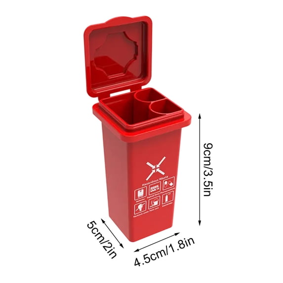 STPToys Mini Garbage Trash Holder for Desk,Tiny Trash Can Recycle Bin Storage Box Table Top Storage & Organization - Red