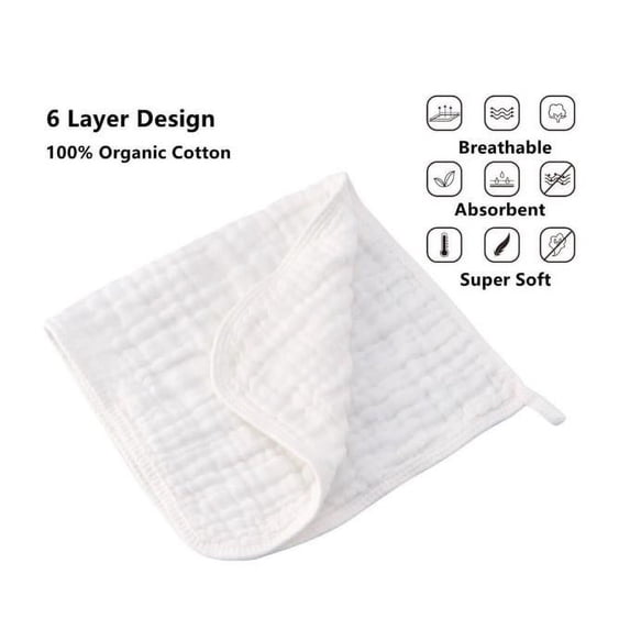 SLYNSHome Muslin Washcloths Natural Cotton Soft Quick Dry Face Cloths Hand towels for Bathroom Kitchen