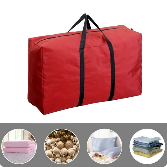 SLYNSHome New Upgrade Extra Large Moving Bags with Strong Zippers & Handles,Tote Storage Bags for Clothes,Moving Supplies,Space Saving Organizer Bag for Traveling (Red)