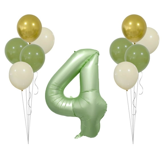 SLYNSHome Number Balloon,Big Green 4 Balloon Number Large Foil Helium Number Balloons 0-9 Digital Balloons for Birthday Party Celebration Decorations Supplies Wedding Anniversary