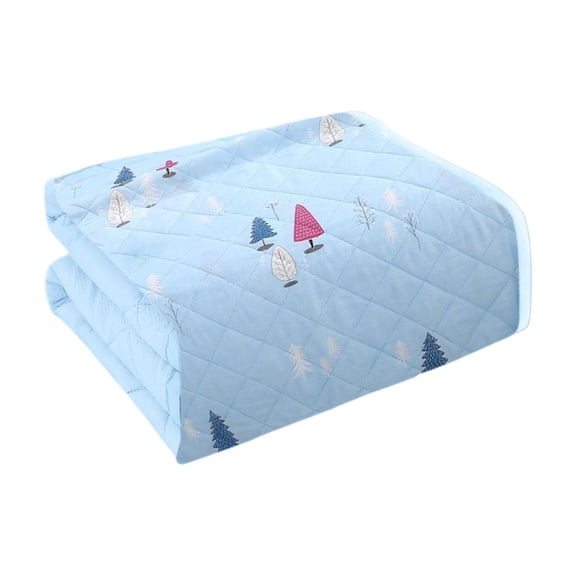 SLYNSHome Queen Size Bed Comforters for Summer Breathable Cotton Comforter with Printting Lightweight Quilt for Home Dorm Room Essentials - Blue