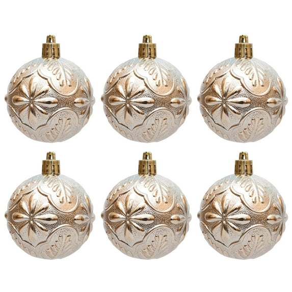 SLYNSHome - Set of 6 Pcs - Christmas Balls Ornaments - 2.4 inch - Shatterproof - Glitter - Xmas Ball Hanging Pendant Decorations for Holiday (Champagne)