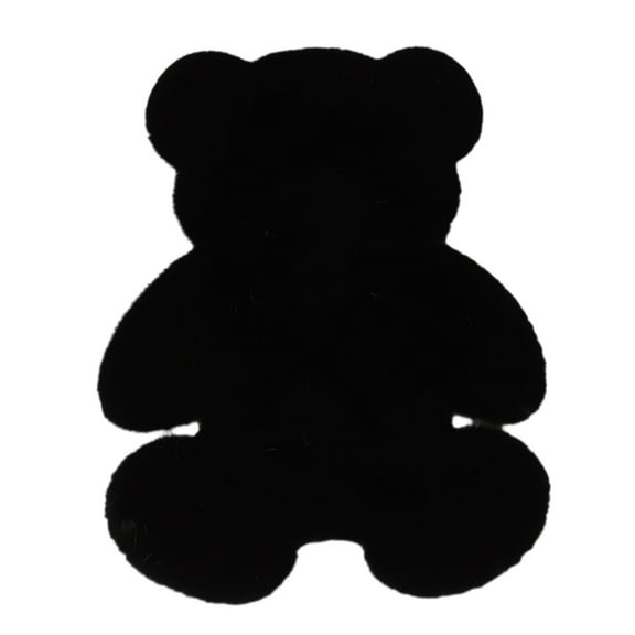 SLYNSHome Shaggy Area Rug Soft Faux Fur Rugs 23.6x31.5 inch Bear Shaped Plush Long Hair Mats with Non Slip Backing Fake Furry Carpets for Livingroom,Bedroom,Kidsroom (Black)