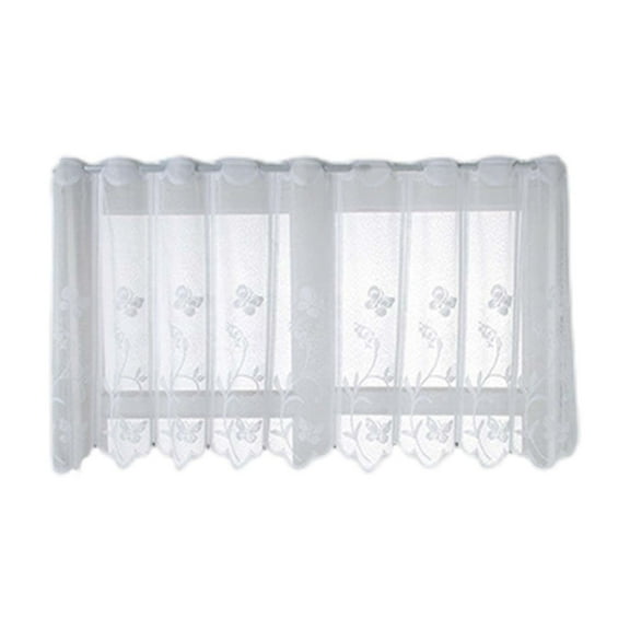 SLYNSHome Sheer Curtain Valance Embroidery Voile Curtain Valances 51.18x17.71 Inches Long Lightweight Valance Voile Rod Pocket Window Treatment for Living Room Bathroom Kitchen Decor