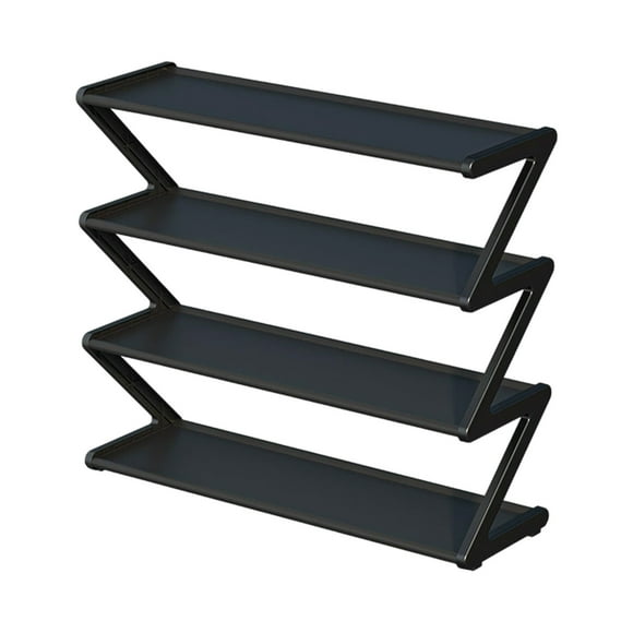 STPToys Shoe Rack for Doorway,Foldable 4-Tier Shoe Storage Shelves Shoe Organizer Shoe Stand for Closet,Entrance,Garage,Living Room - Black
