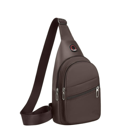 SLYNSHome Sling Bags Shoulder Crossbody Sling Bag for Women Men Backpack Purse with Earphone Hole for Adults (Brown)