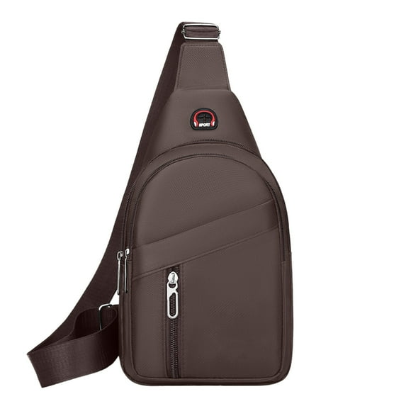 SLYNSHome Sling Bags for Men Crossbody Chest Bag Shoulder Backpack Daypack with Earphone Hole (Brown)
