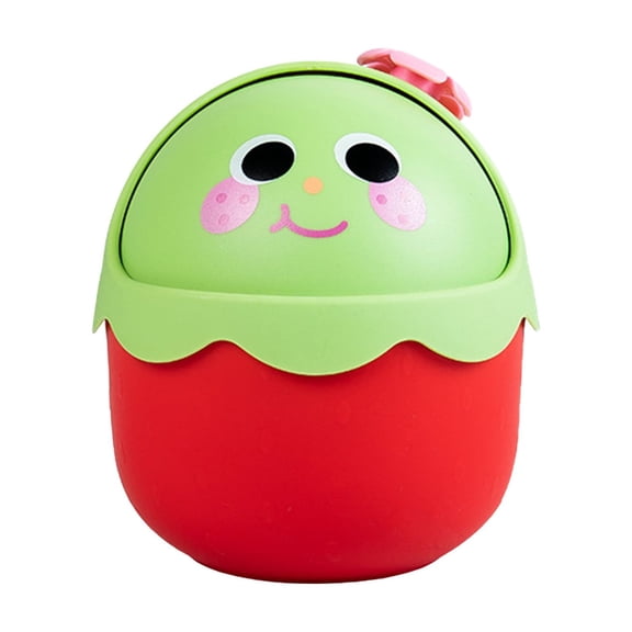 SLYNSHome Small Trash Can for Tabletop - 5.7x5 inch - Flip Lid - Swing Lids - Mini Cute Compact Desktop Garbage Container Wastebasket Rubbish Bin for Bathroom Home (Red)