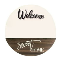 SLYNSHome Spring Round Sign for Front Door,Welcome Sign Artificial Flower Wreath Spring Summer Door Wooden Faux Flower Vases for Wall Window Wedding Party Indoor Outdoor Decor