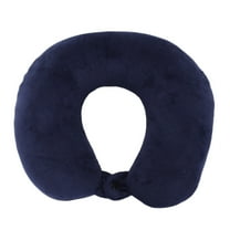 SLYNSHome Stuffable Travel Pillow for Airplane,11.4X10.6 inch Memory Foam Neck Pillow for Travel Soft Velvet Stuffed Portable Plane Nap Pillow C-shaped Ergonomic for Car Office (Navy)